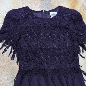 Cattiva | Vintage Chic Lace Midi Dress in Deep Purple Size L